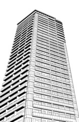 Fototapeta premium 漫画風ペン画イラスト 住宅_マンション
