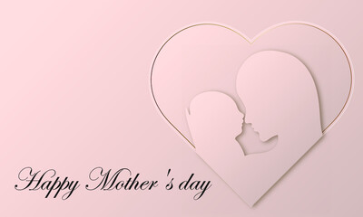 Mother day card with paper art elements. Vector Happy Mother's Day greeting card design.