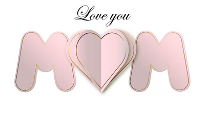 Mother day card with paper art elements. Vector Happy Mother's Day greeting card design.