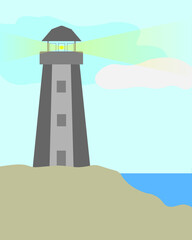 Lighthouse background vector in cmyk print mode pictogram graphic illustration 