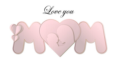 Mother day card with paper art elements. Vector Happy Mother's Day greeting card design.