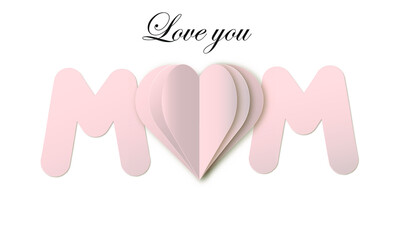 Mother day card with paper art elements. Vector Happy Mother's Day greeting card design.