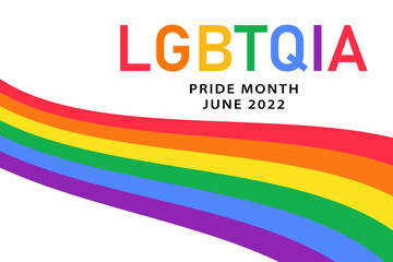 LGBTQIA pride month June 2022 - horizontal poster template with rainbow flag, LGBT symbol. Vector banner design for social media