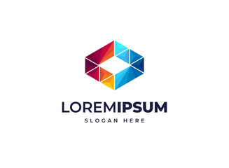 Tech code coding triangle colorful vector logo design, Creative quick smart technology connected logo design