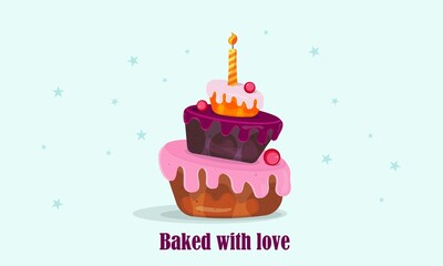 multi storied cake with a candle