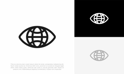 globe eye, vision logo vector icon illustration