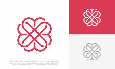 heart with ornament logo vector icon design illustration	