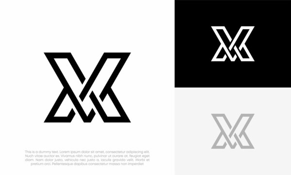 letter XV, VX, X, V logo initial abstract vector icon design illustration	