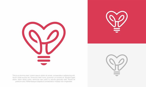 heart shaped bulb, light bulb logo vector icon design illustration 