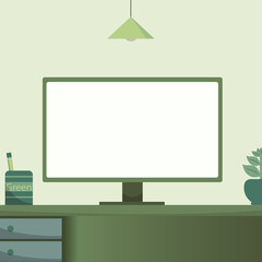 Computer screen for office media that operates a green office. for use in public relations