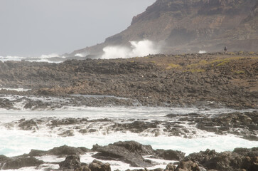 Coastal landscape with a rough sea. El Confital. La Isleta Protected Landscape. Las Palmas de Gran Canaria. Gran Canaria. Canary Islands. Spain.