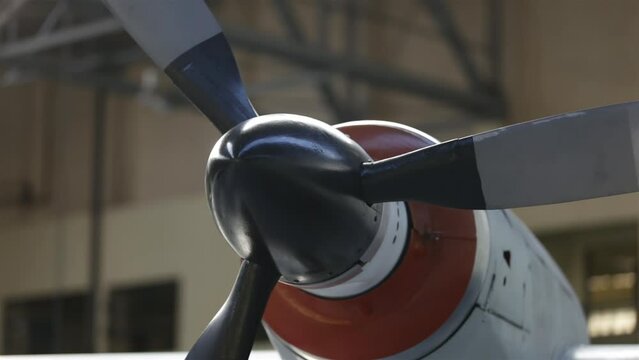 Propeller of an Old Military Aircraft. Close Up.