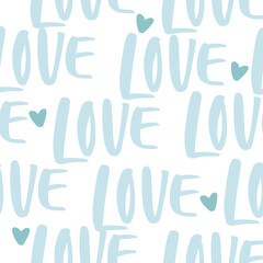 Love letters seamless pattern. Modern typographic hand drawn background