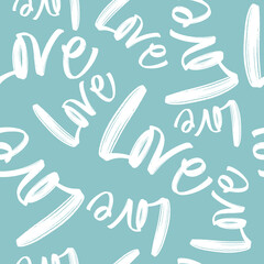 Love letters seamless pattern. Modern typographic hand drawn background