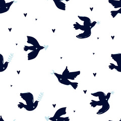 Pigeon Pattern. Symbol of pacifism and antimilitarism. International Day of Peace