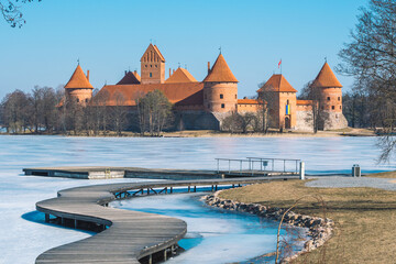 Medieval castle of Trakai, Vilnius, Lithuania, Eastern Europe, located between beautiful lakes and...