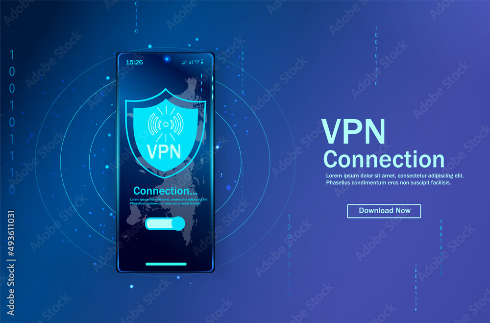 Poster vpn. data encryption, ip substitute, secure connection concept. cyber security and privacy, personal