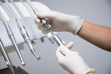 Tools for the work of the dentist. The concept of dental treatment. Healthy teeth and a beautiful smile