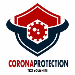 Corona protection vector logo template. This design use shield symbol. Suitable for medical business.