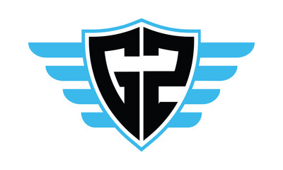 GZ two letter monogram type creative initials shield letter logo design vector template.