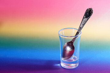 glass with a golden spoon