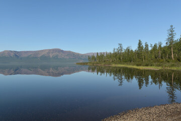 Putorana Plateau, a mountain lake.