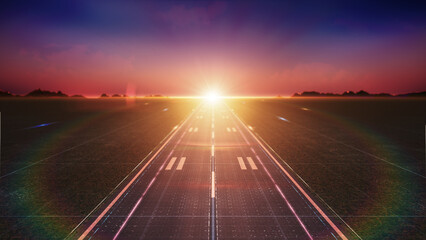 An empty road to the sunset.A road to an unknown distance