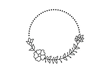 floral circle frame, flower element vector, circle shape flower drawing
