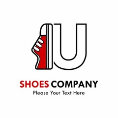 Letter u with shoes logo template illustration. suitable for brand, identity, emblem, label or shoes shop