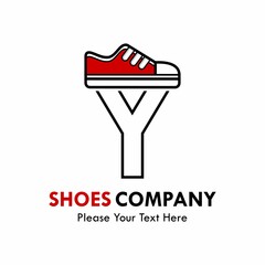 Letter y with shoes logo template illustration. suitable for brand, identity, emblem, label or shoes shop