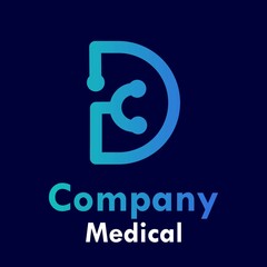 Letter d with stethoscope logo template illustration