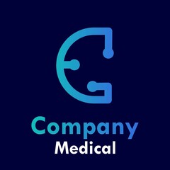 Letter c with stethoscope logo template illustration