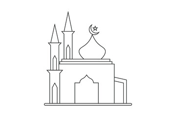 mosque outline vector, Islamic mosque icon design