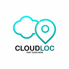 Cloud location vector logo template. This design use internet or online symbol. Suitable for technology or travel.