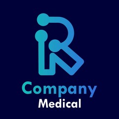 Letter r with stethoscope logo template illustration