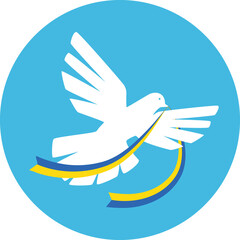 White bird of the world with Ukrainian Flag