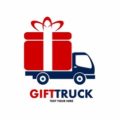 Gift truck vector logo template. This design use truck and gift symbol. Suitable for business