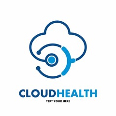 Cloud health vector logo template. This design use stethoscope symbol. Suitable for internet, medical and business.