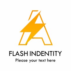 Flash a letter vector logo template. There are font with thunder symbol. Suitable for fast, power, electric, identity and speed.