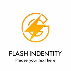 Flash g letter vector logo template. There are font with thunder symbol. Suitable for fast, power, electric, identity and speed.