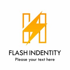 Flash h letter vector logo template. There are font with thunder symbol. Suitable for fast, power, electric, identity and speed.