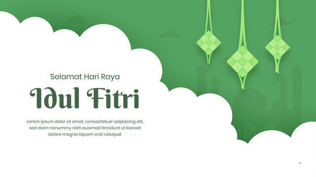 Eid al Fitr illustration landscape with paper style