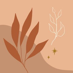 Terracotta meditation hand drawn flat design boho wall art