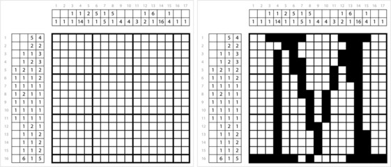 Fototapeta premium Alphabet M Nonogram Pixel Art M_2203001