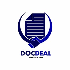 Document deal vector logo template. This design use hand shake symbol. Suitable for business.