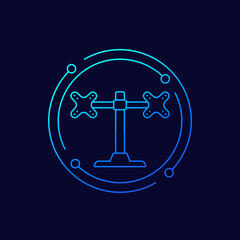 monitor stand with two mounts icon, linear design