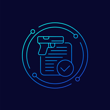 Gun Permit, License Line Vector Icon