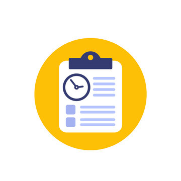 Timesheet, Time Tracking Icon, Flat Vector