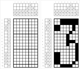 Fototapeta premium Number Three Nonogram Pixel Art M_2203001