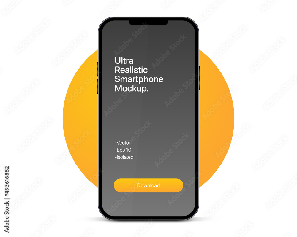 Poster 3d high quality vector mobile mockups. Ultra realistic smartphone. Device UI UX mockup for presentation template. Cellphone frame with blank screen isolated templates. 3d isometric illustration.